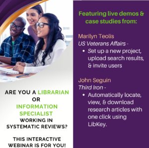 Read more about the article Recording of Interactive Webinar for Information Specialists & Librarians