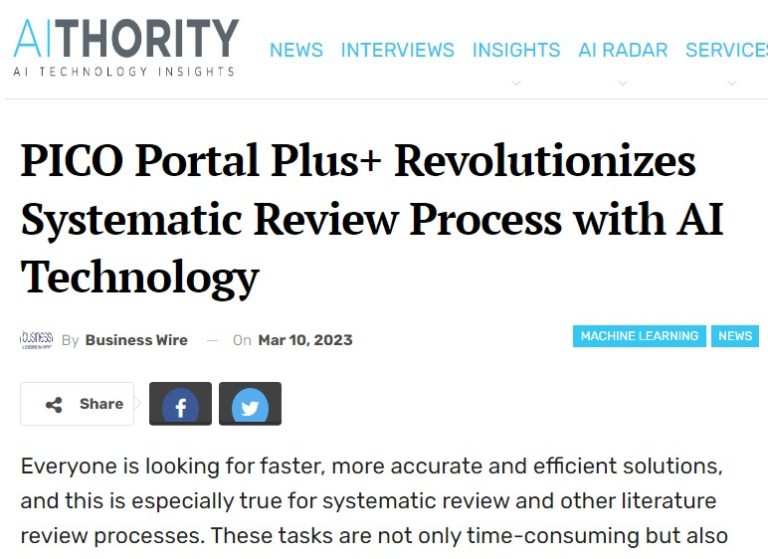 Read more about the article PICO Portal Plus+ Revolutionizes Systematic Review Process with AI Technology